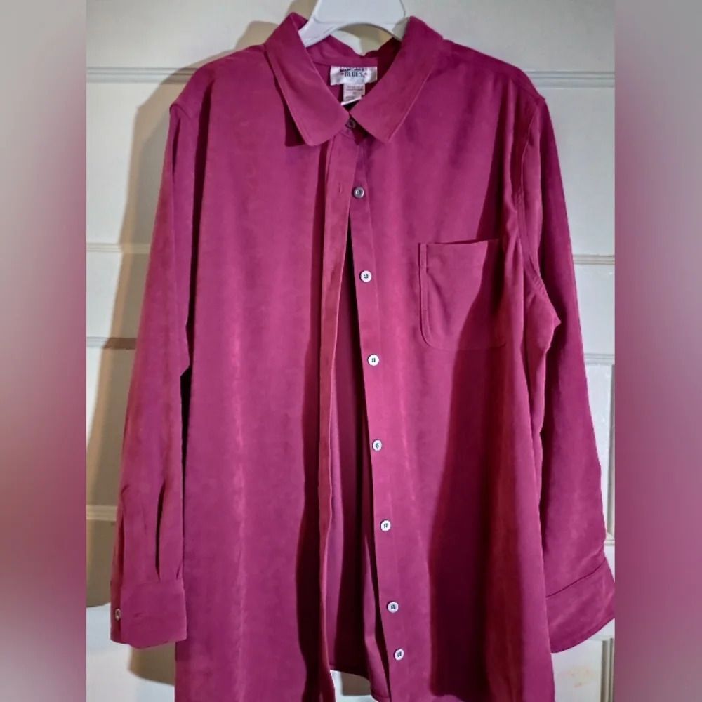 Main Street blues 1X long sleeve women's button down shirt